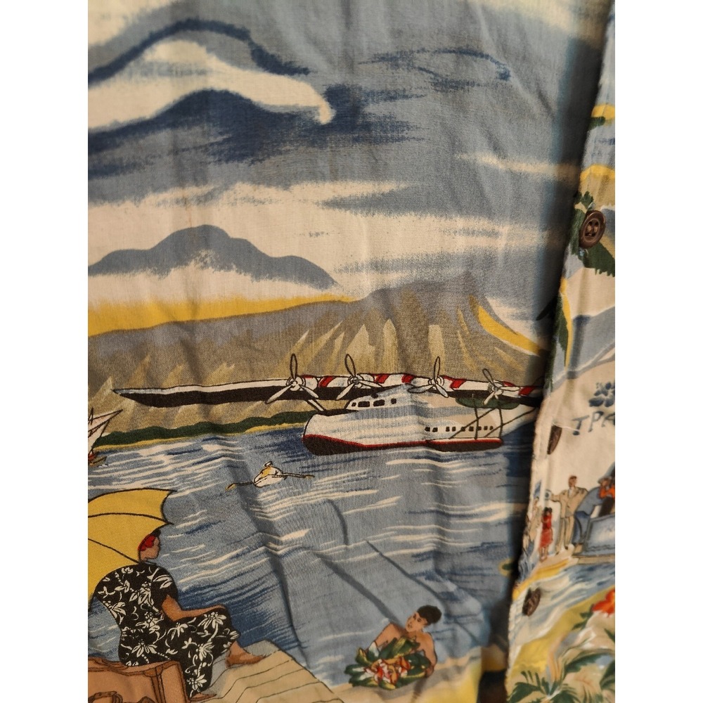 Reyn Spooner Trans Pacific Airways Hawaiian Shirt Honolulu Clipper Mens XL USA - Picture 5 of 9